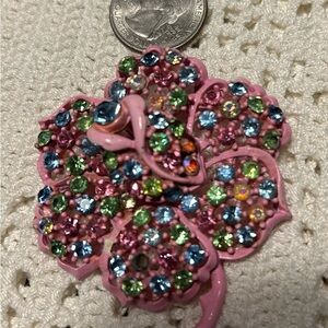 Weiss Pink Floral Crystal Brooch